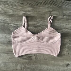 Aerie Women's Ribbed Cropped Tank Top Light Pink Size Medium